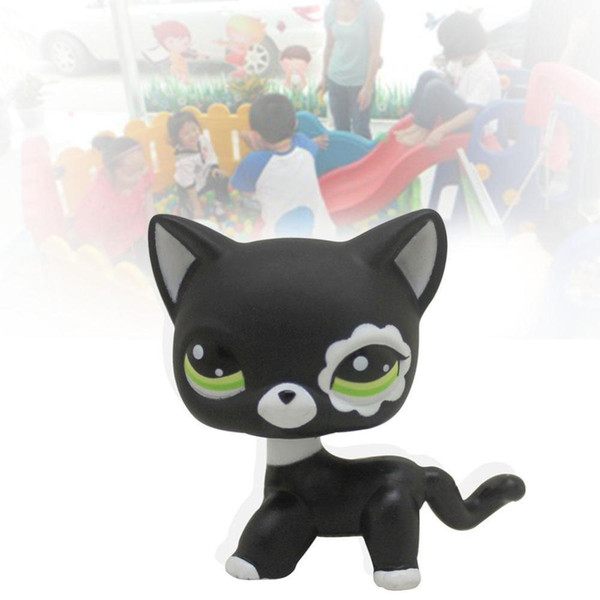 2017 New Pet shop toys rare black little cat blue eyes animal models patrulla canina Action figures kids toys gift