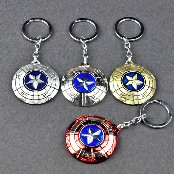 [Metal Made] 30pcs/lot The Avengers Captain America shield model Pendant keychain toys car key chain phone Keyring blister pack