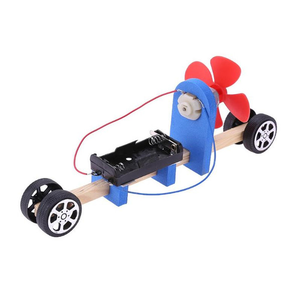 Speed Change Racing Wooden Car Kids DIY Electronic Blocks Assembled Toy Aerodynamic Car Kids Student Science Educational Gift