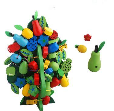 Baby Kids Toys Wooden Colorful Fruit Beads Strings Trees Preschool Training Learining Educational Brinquedos Juguets