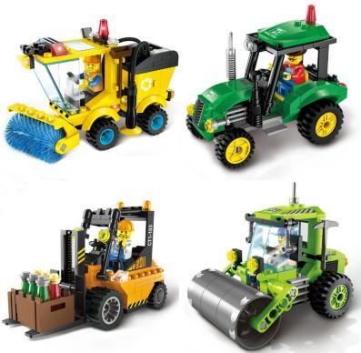 4 Type Civilized City Sweeper Legoings Assembled Model Building Blocks Toys Kit DIY Educational Children Birthday Gifts 102pcs