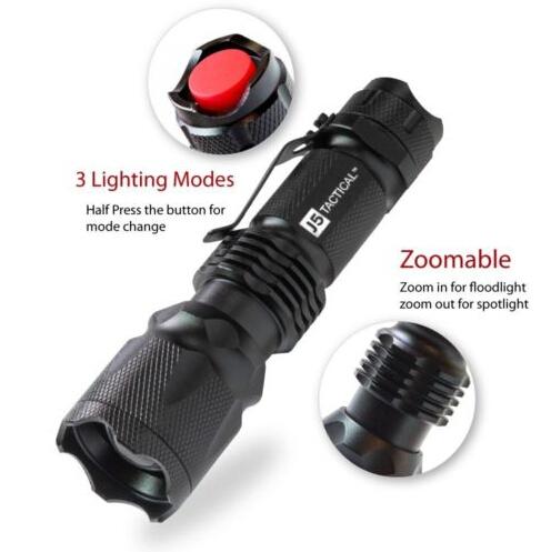 J5 Tactical V1-PRO 300 Lumen Ultra Bright Flashlight Sport Outdoor Tools Mode Accessories high quality DHL Free Shipping