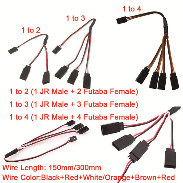 100pcs Servo Extension Cord Lead Y Wire 150mm/300mm 1 to 2 / 3 / 4 Receiver Cable For RC Airplane Car Connector