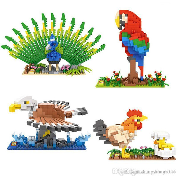 LOZ Building Blocks Hen Chick Peacock Eagle Parrot Toy Child Anime Birds Diamond Blocks Model Brinquedos Toys for Children