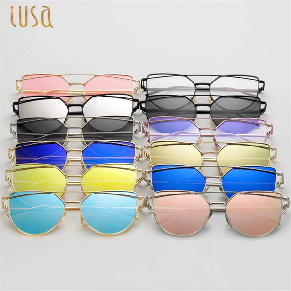 wholesale Vintage Lady Rose Gold Cat Eye Sunglasses Women Brand Design Twin-Beams Optical Eyeglasses Frame Men Sun Glasses For Female toys