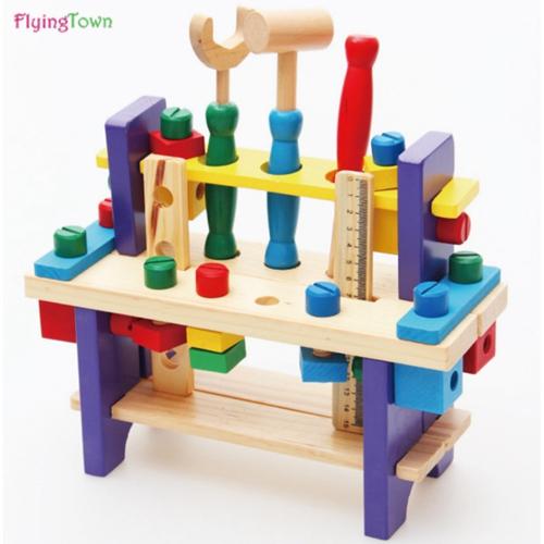 Baby Toys Kids Wooden Multifunctional wrench Tool Set Maintenance Box Wooden Toy Baby Nut Combination Chirstmas/Birthday Gift