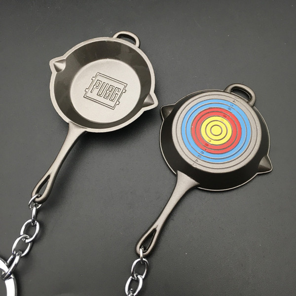 Game PUBG Playerunknown's Battlegrounds Eat Chicken Weapons Keyrings Pendant Key Chains New Skin Bullseye Pan Keychain Wholesale T285