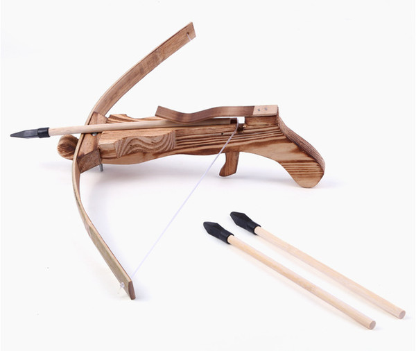 Antique Bamboo Wooden Crossbow Gun Outdoor Shooting Soft Rubber Harmless Bow Children's Mini Hunting Toy Military Weapon Role Play Funny Out