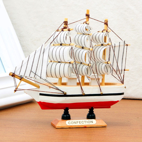 10PCS Handmade Wooden Ship Model Pirate Sailing Boats Toys For Children Home Decor not Removable