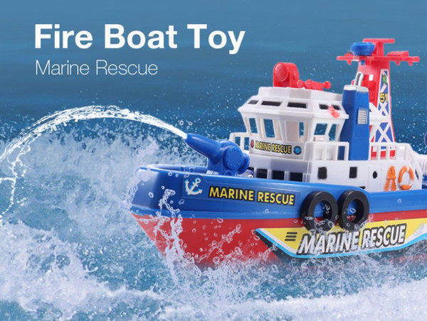 Electronic Boat U.S Fire Boat Auto Spray Water Seaport Work Boat Fire Fighting Ship with led Model electronic toys Hobbies