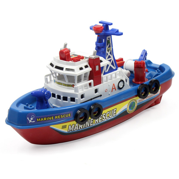 Electric Boat Children Marine Rescue Toys Fire Boat Children Electric Toy High Speed Navigation Non-remote Warship Kids Gift