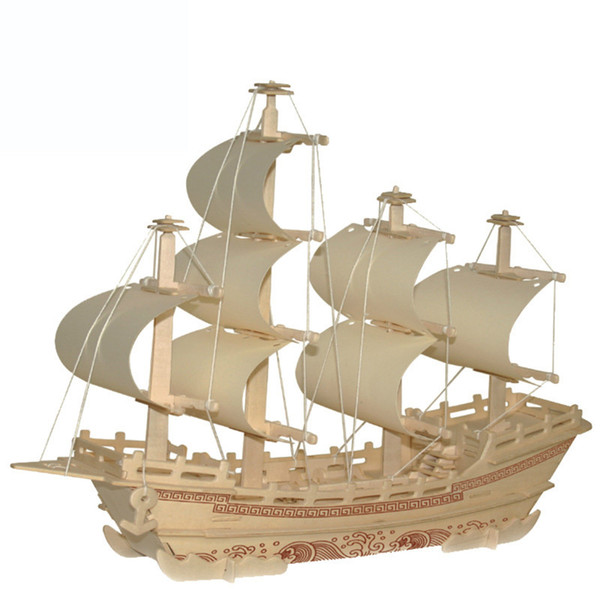 New Wooden 3D Puzzle DIY Assembly model ship For Kids Educational Toys Assembled Products Size 40*10*35cm Factory Cost Order 1 Pcs Or More