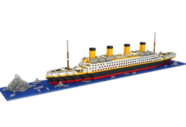 New model toy Titanic small particles building blocks Mini diamond particles Children's educational diy assembled toy boat