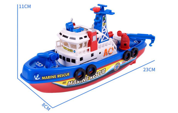 Children electric fire boat music light water running model toys, will emit a siren, blue and red light