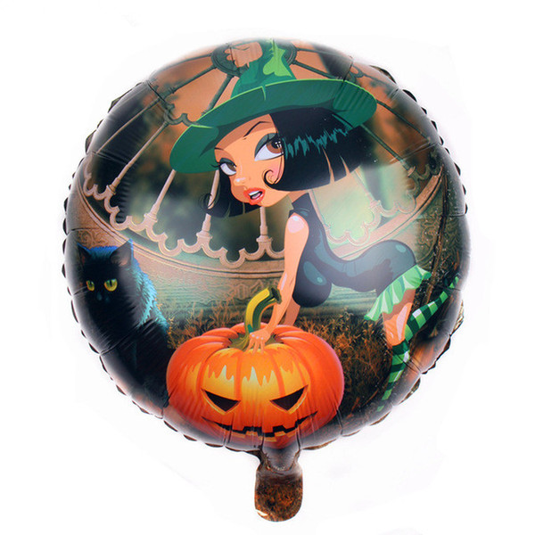 New Happy Halloween little witch pumpkin portrait printing aluminum inflatable helium foil Balloon for children room decoration