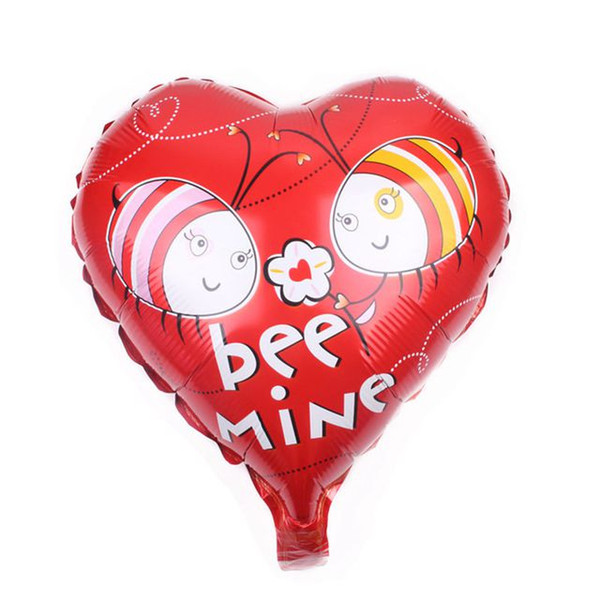 New 18-inch heart-shaped bee mine aluminum flying toy helium foil balloon Children's festive party decoration decoration balloon