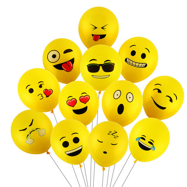 New helium flying Emoji Balloons Smile Face Expression Yellow Latex Balloons Party Wedding Balloons Cartoon Inflatable Balls