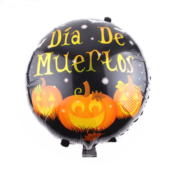 New Happy Halloween Spanish letter printing pumpkin portrait cartoon aluminum inflatable helium foil Balloon for children room decoration