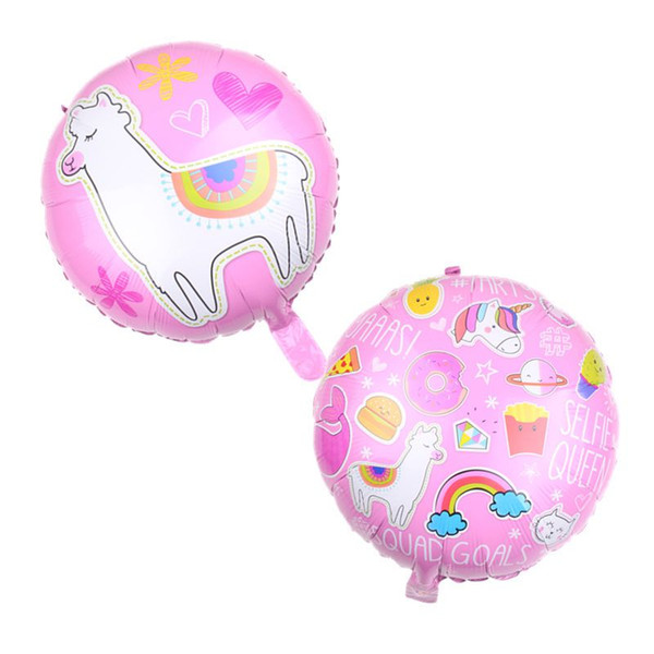 New 18-inch round shaped alpaca Snacks aluminum inflatable helium flying balloon Children's holiday party birthday decoration toy