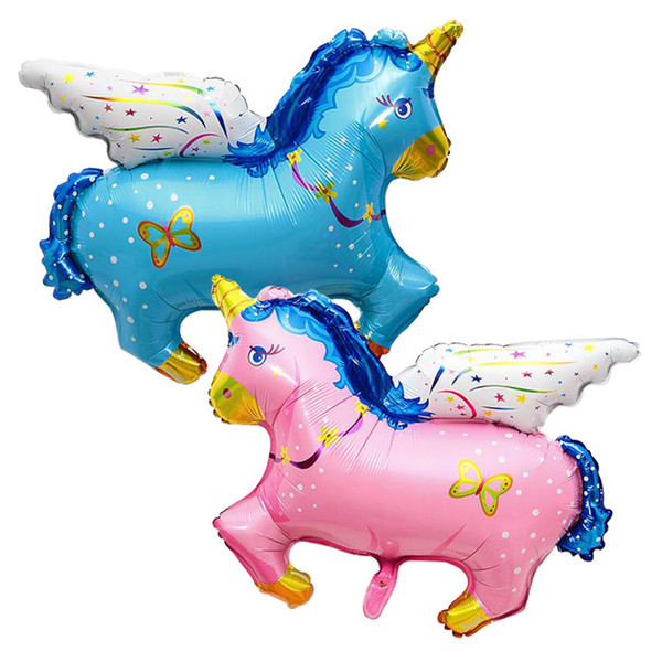 New kids toys inflatable helium Fly Horse Cartoon Unicorn Baby Foil Balloons Birthday Party Decoration Inflatable Air Toy