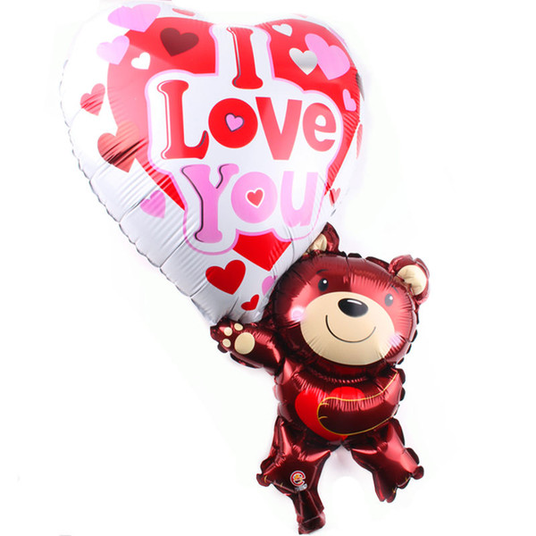 New I love you bear shape aluminum helium foil balloon ball wedding party decorating balloon wholesale