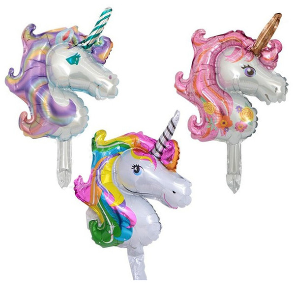 Mini Unicorn Balloons Purple Pink Colorful Foil Animal Globos Air Balls Kids Childrens Birthday Party Decor Supplies