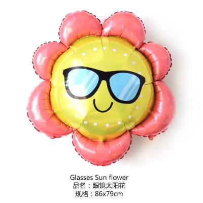 New Cartoon glass flower emoji Foil Balloons for Birthday Party Wedding Decoration Inflatable Air Balloons Gifts