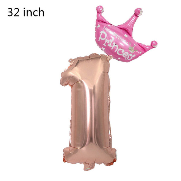 32 Inch Rose Gold Number Balloons Digit Balloon 0~9 Kids One First Year age Boy Girl Birthday Party Decoration