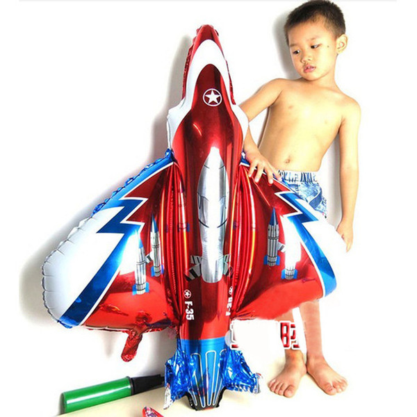 Giant 87*93cm Fighterplane balloons inflatable foil helium cartoon plane ballons for baby boy shower kids birthday party decor