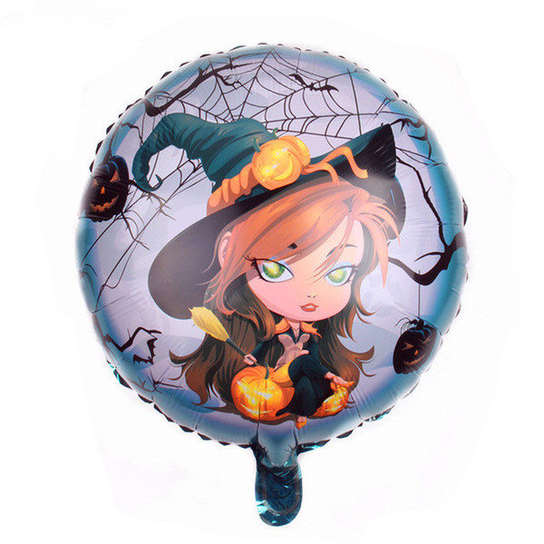 New Happy Halloween little girl witch pumpkin portrait printing aluminum inflatable helium foil Balloon for children room decoration