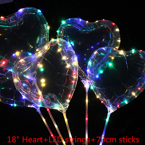 18inch Heart Shape Clear Bobo Balloon Transparent Bubble Ball with Copper LED String Light Valentine's Day Wedding Party Decor