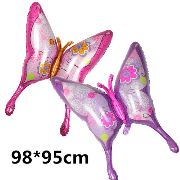 98*95CM Large Butterfly Foil Balloons Pink Helium Balloon Happy Birthday Party Wedding Decoration Balls Kids Baby Gift