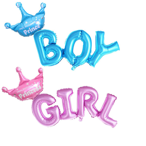 New baby born boy or girl celebration letter crown AIR helium foil balloon set party baby decoration