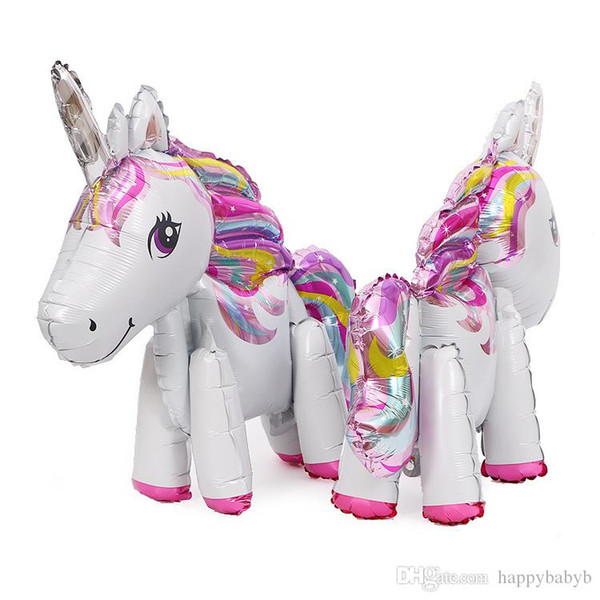 New Aluminium Kid 3D unicorn Cartoon Balloons Animal Birthday balloons Aluminum Foil balloon Free 