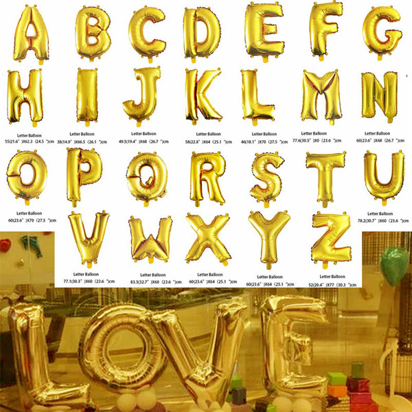 30inch Alphabet foil balloons Gold Letter Wedding /Birthday Party decorations/ Event party supplies Aluminum foil balloon A to Z