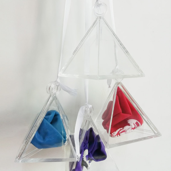 clear Gift box Gravity block Helium balloon weights Pyramid Pendants Creative party supplies wedding decorations 20 pcs/lot