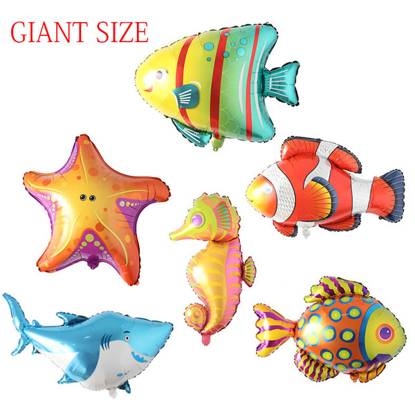 Large Fish Balloons Foil Shark Balloon Sea World Horse Star Globos Birthday Party Decorations Kid Inflatable Toys Wedding Decor