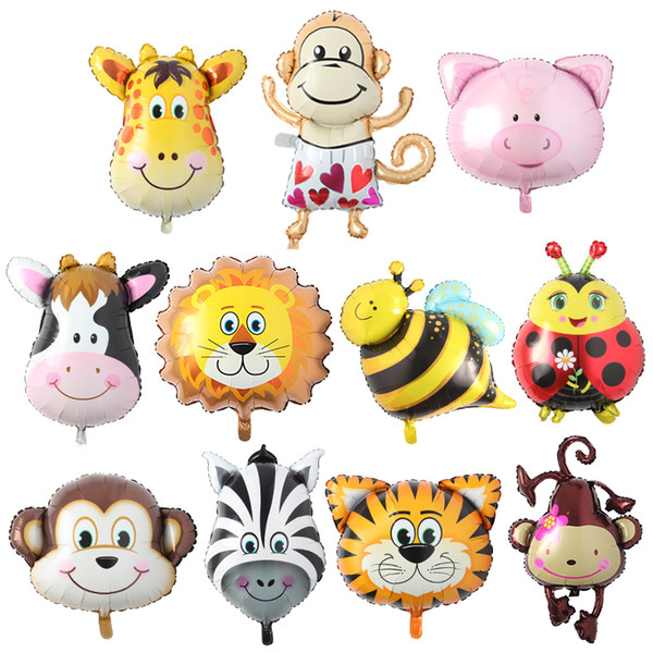 Huge Animal head foil balloons tiger deer monkey head balloon inflatable air globos kids toys animal theme birthday party decorations