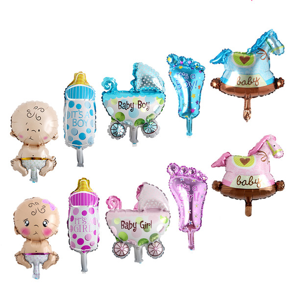 Mini cute baby girl balloons foil ballons for birthday party decoration baby shower horse baloes baby stroller balloon globos