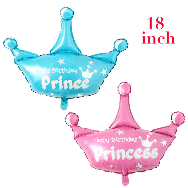 pink and blue helium baloon princess crown foil balloons for happy birthday party decoration globos