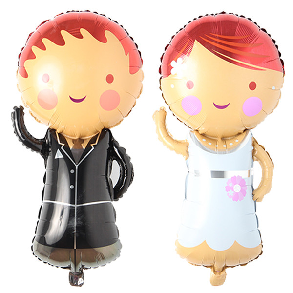 Huge Cartoon Bride Groom Couple Balloon Wedding Balloon Foil Balloons Accessory Valentine Day party decoration Inflatable Balloon globos