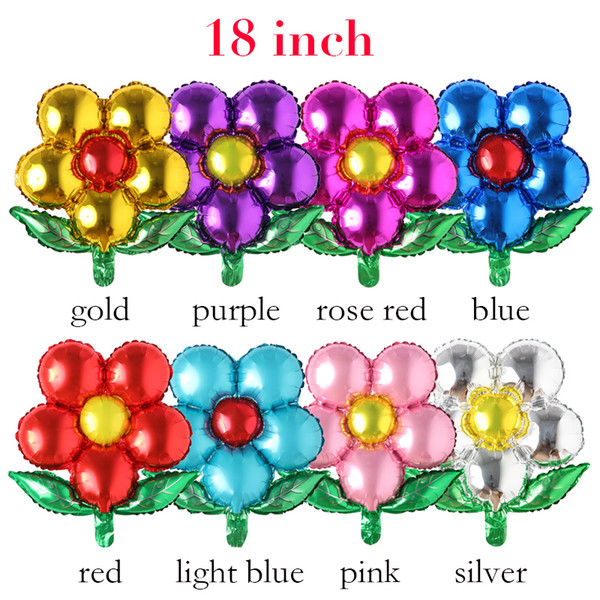 Wholesale Flower Balloon Five Petal Flowers Green Leaf Many Styles Multi Function Decorative Articles Birthday Party Balloons