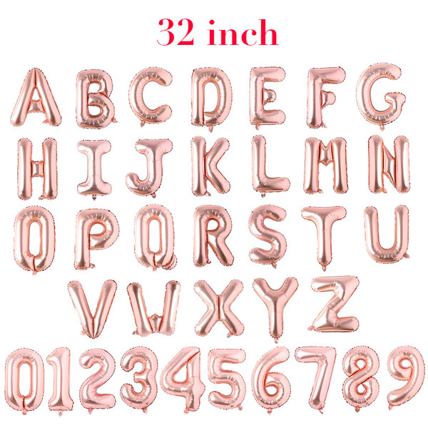 32 Inch Rose Gold Alphabet Letters Balloons Kids Birthday Party Decorations Foil Balloon Wedding Party Supplies