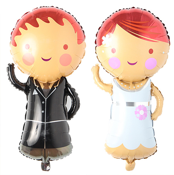 Bride and Groom Dresses Aluminum Balloons Wedding Ceremony Party Decorative Children Foil Inflatable Balls Party Supplies