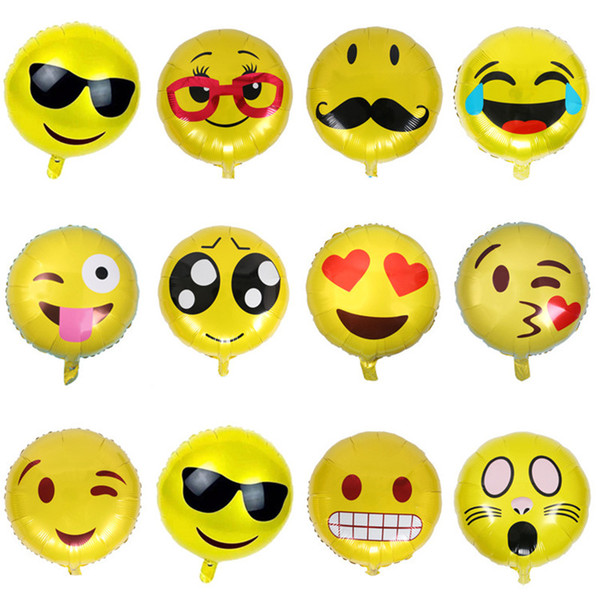 18 Inch Inflatable Air Happy Emoji Ballon Bubble Foil Balloons Birthday Party Decorations Helium Balloon Wholesale Mix Order Globos