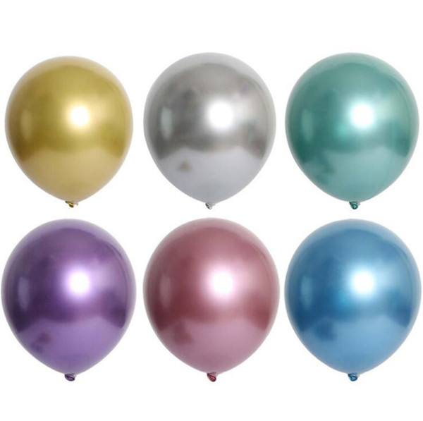 50pcs 12inch New Glossy Metal Pearl Latex Balloons Thick Chrome Metallic Colors Inflatable Air Ballons Globos Birthday Party Supply