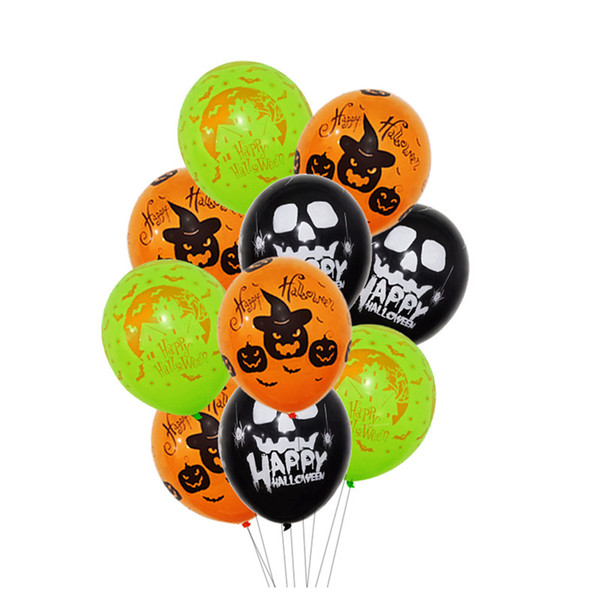 Hot sale 12 inch halloween balloon inflatable bubble halloween decorations latex balloons mix design happy halloween globos DHL Ship