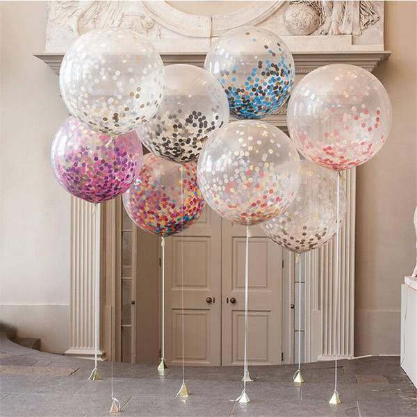 Hot Sale 12 Inch Multicolor Latex Sequins Filled Clear Balloon Novelty Kids Toys Birthday Party Wedding Decorations Ballons Supplies