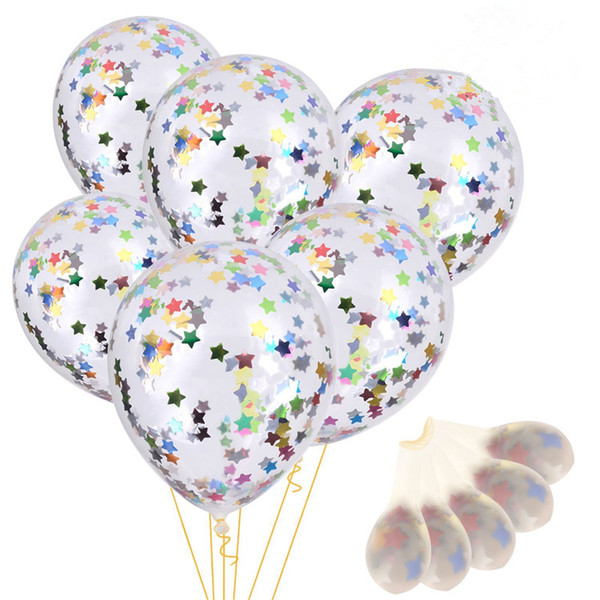 12 Inch Confetti Balloons Inflatable Transparent Latex Balloon Colorful Star Crepe Paper Filled Ballon For Birthday Wedding Party Decoration