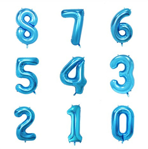 5 Pieces / Lot Number Helium Balloon 40 inch Big Blue Number Balloons Aluminum Birthday Foil Ballons Party Wedding Decorations Ballon